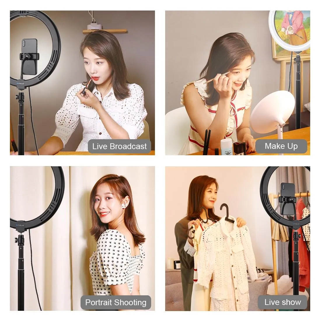 11.8" LED Ring Light with Tripod and Phone Clamp | 3 Modes | Dual Colour Temperature Dimmable | Black