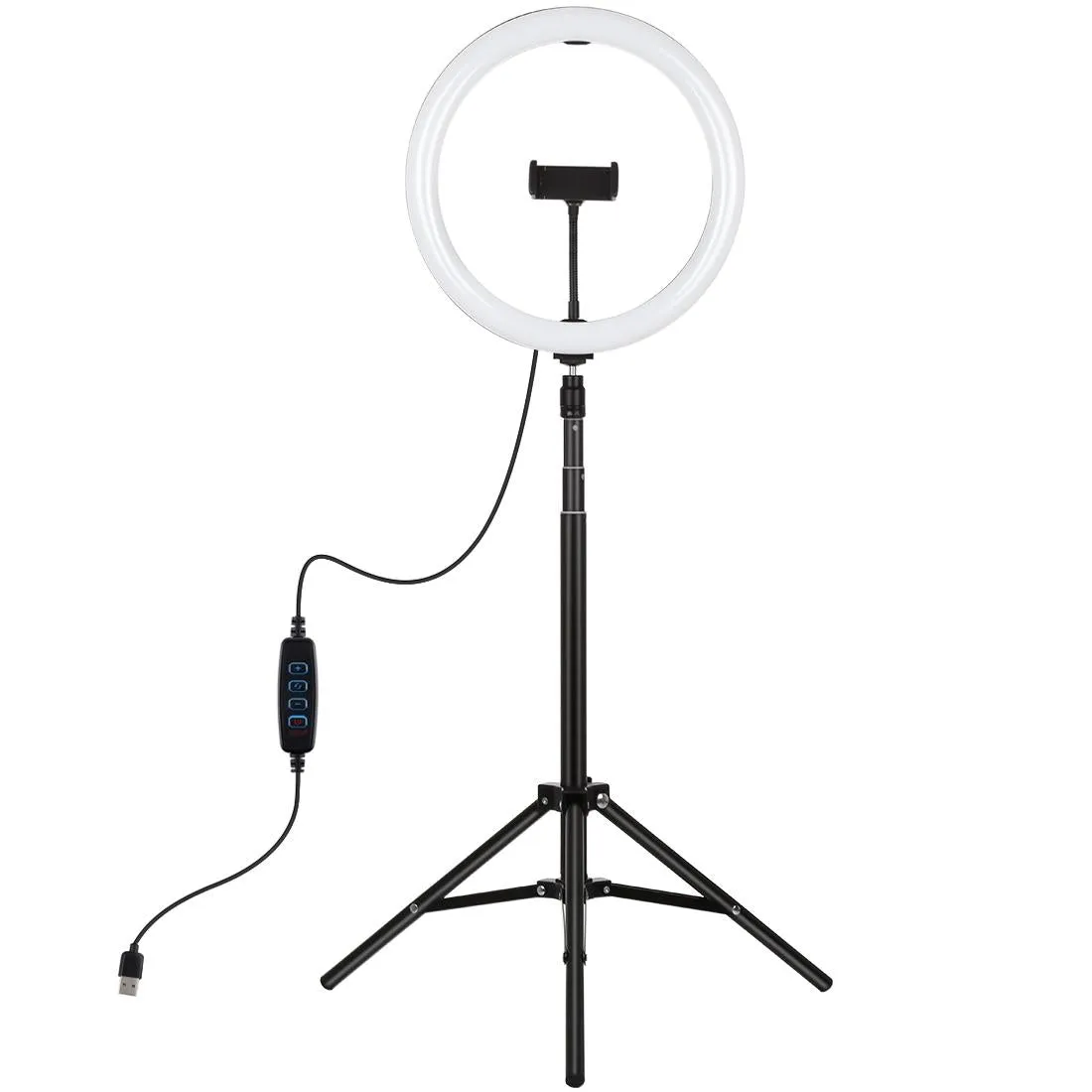 11.8" LED Ring Light with Tripod and Phone Clamp | 3 Modes | Dual Colour Temperature Dimmable | Black