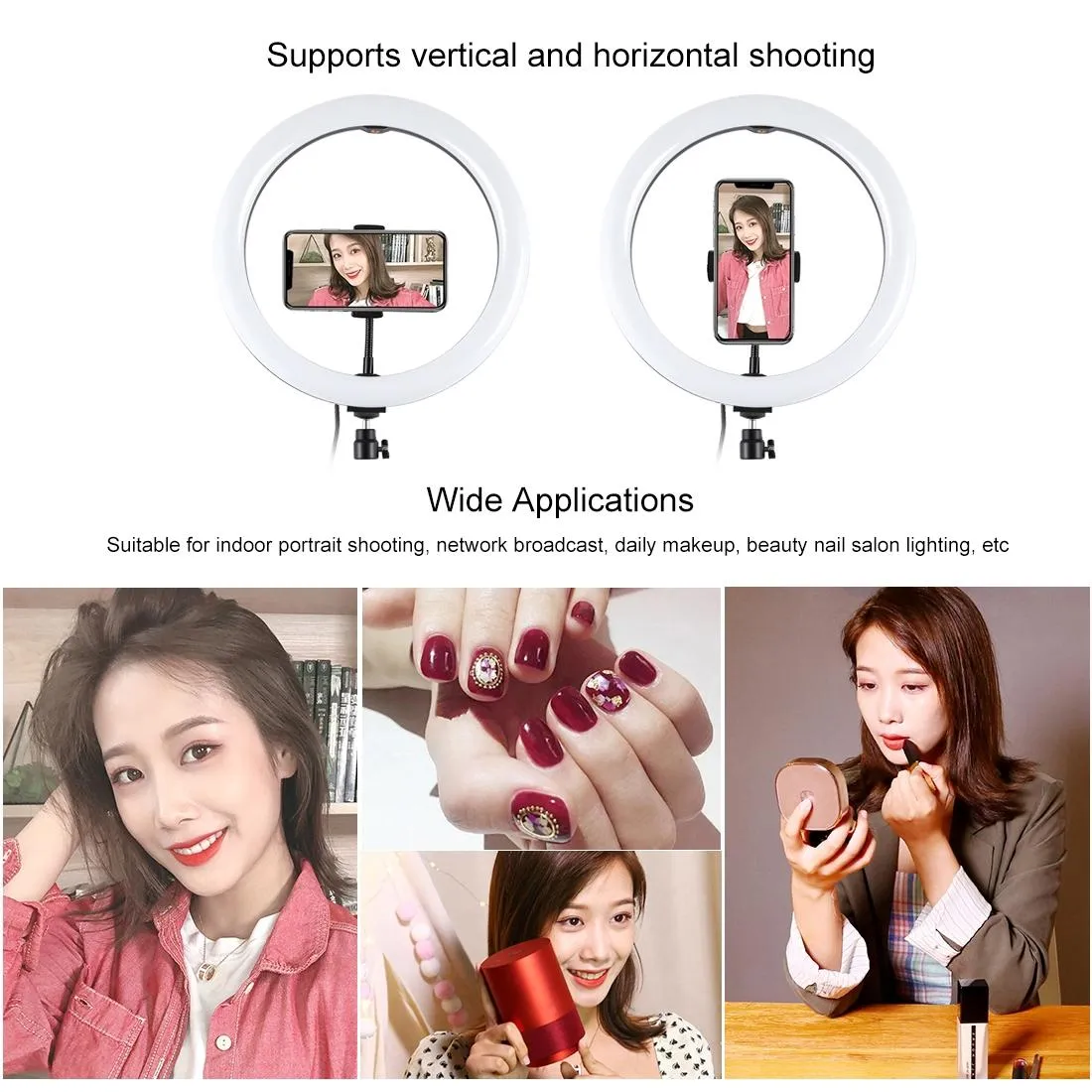 11.8" LED Ring Light with Tripod and Phone Clamp | 3 Modes | Dual Colour Temperature Dimmable | Black