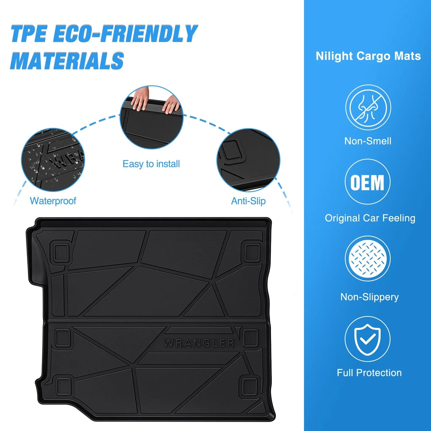 2018-2025 Jeep Wrangler JL Unlimited 4 Door (Not for JK or 4XE) Cargo Mats Subwoofer