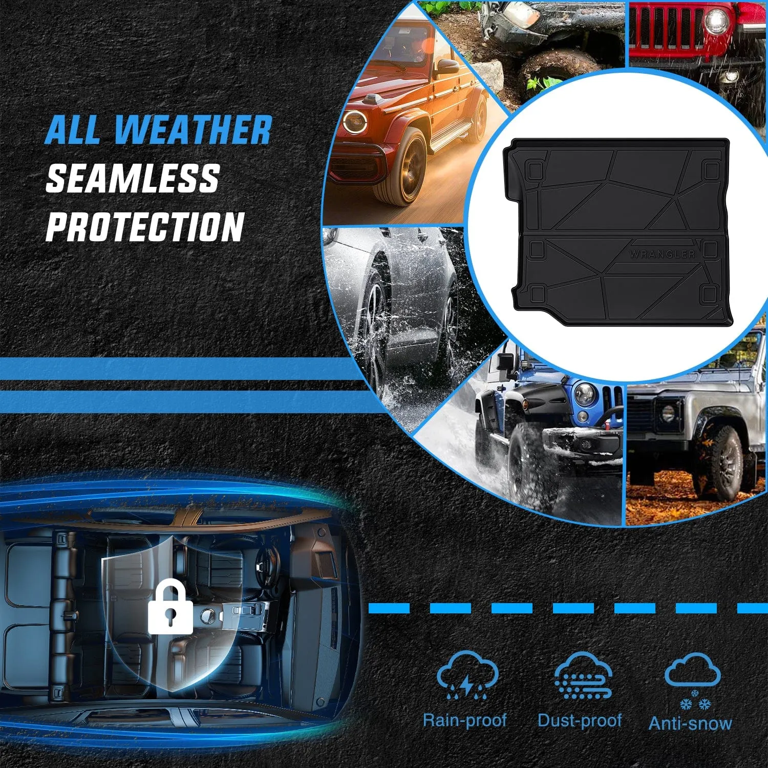 2018-2025 Jeep Wrangler JL Unlimited 4 Door (Not for JK or 4XE) Cargo Mats Subwoofer
