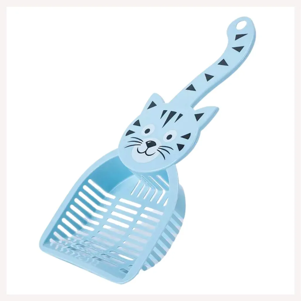 A a Pets' Cat Litter Cleaning Scooper Deep Shovel Tray with Cute Cat Design Handle