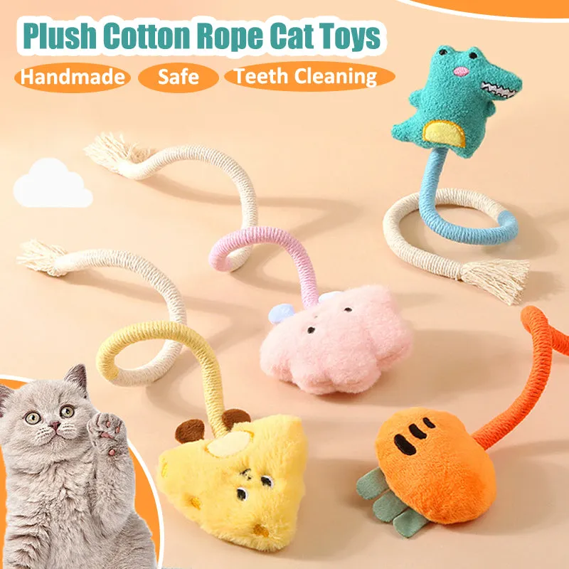 Aiitle Cute Plush Cotton Rope Cat Toys