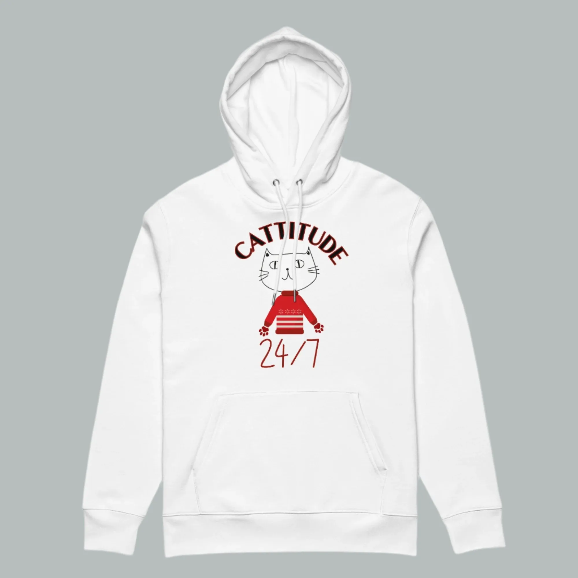 Cattitude 24/7 Hoodie – Organic Cotton Cat Print