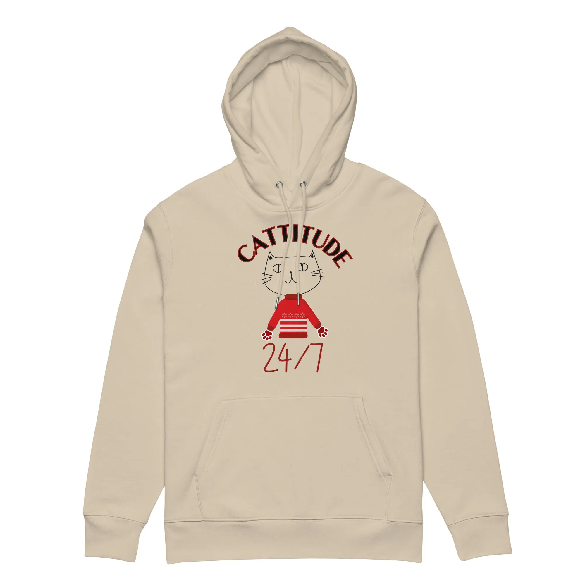 Cattitude 24/7 Hoodie – Organic Cotton Cat Print