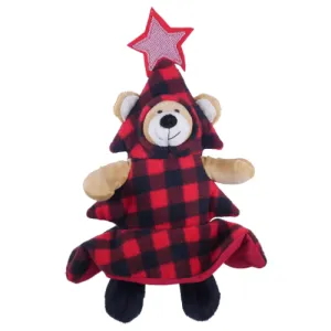 Cupid & Comet | Christmas Dog Toy | Squeaky Bauble Tartan Christmas Tree Bear