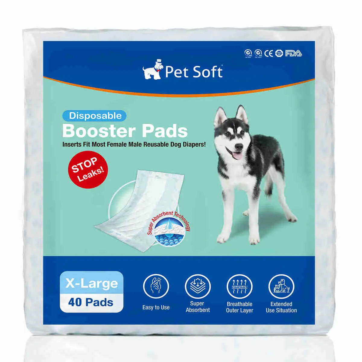Disposable Dog Diaper Liners, Fit Most Dog Wraps and Belly Bands, Up-graded, Blue, 1 Pack