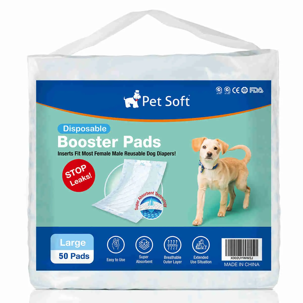 Disposable Dog Diaper Liners, Fit Most Dog Wraps and Belly Bands, Up-graded, Blue, 1 Pack