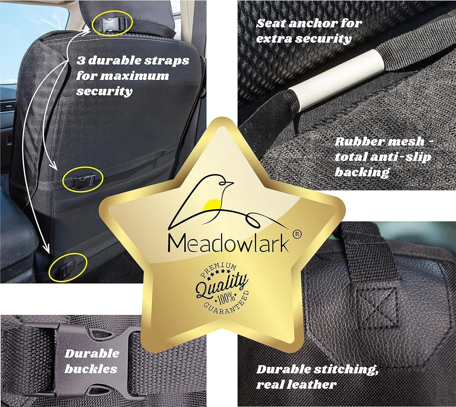 Dog Car Seat Cover for Front Seat, Water Repellent Dog Seat Covers for Cars, Dog Accessories, Durable Nonslip Washable Dog Car Seat Protector for Pet Fur W/Free Seat Belt   Headrest Cover