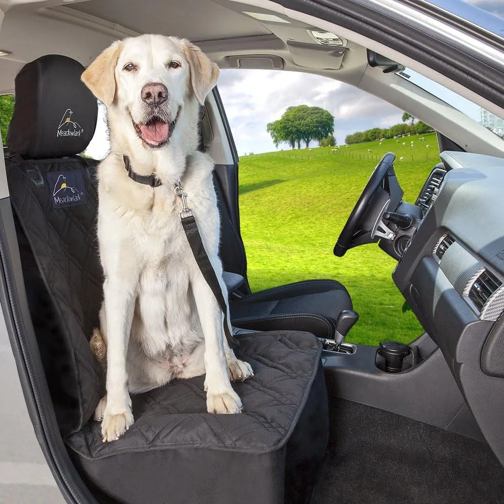 Dog Car Seat Cover for Front Seat, Water Repellent Dog Seat Covers for Cars, Dog Accessories, Durable Nonslip Washable Dog Car Seat Protector for Pet Fur W/Free Seat Belt   Headrest Cover