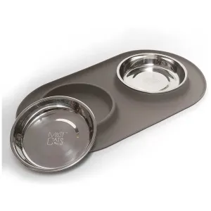 Double Silicone Feeder with Stainless Saucer Shaped Bowl