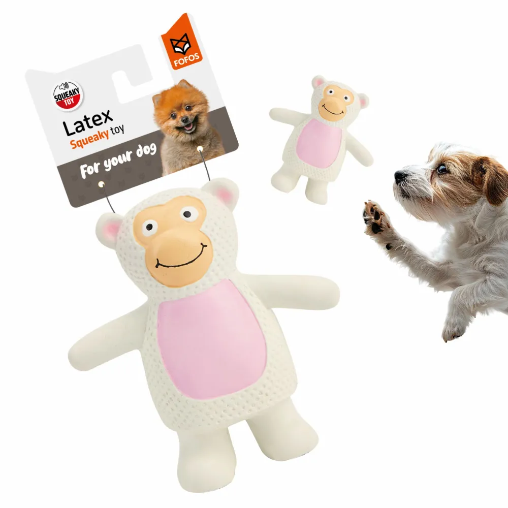 Fofos Latex Monkey Squeaky Toy for Dogs (Grey)