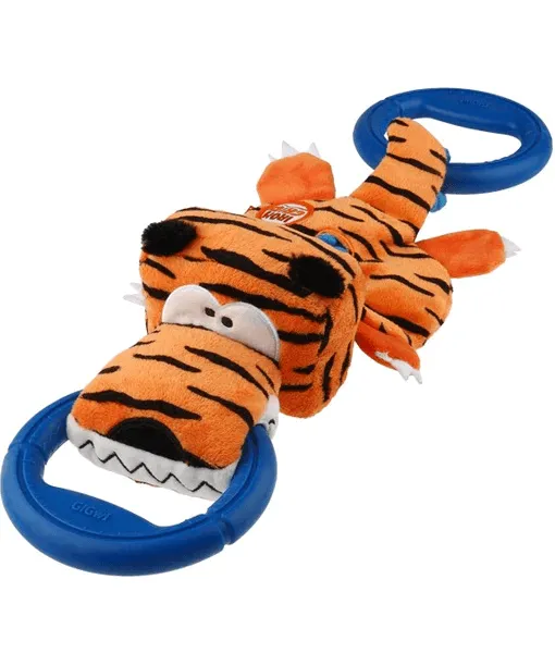 GiGwi Iron Grip Tiger Plush Tug Toy with TPR Handle