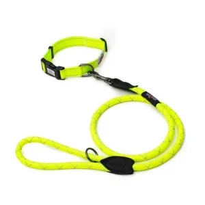 Long Paws Neon Collar & Reflective Rope Lead Dog Walking Set