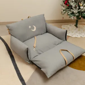 OAK Boho Holiday Travel Bed for Medium Dogs : Blue Herringbone Chand Tara