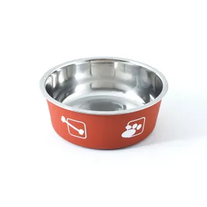 PetAffairs Silicone Bottom Dog Bowl with Paw Print Design