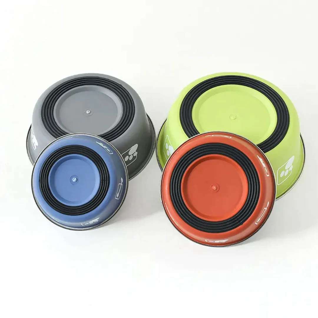 PetAffairs Silicone Bottom Dog Bowl with Paw Print Design