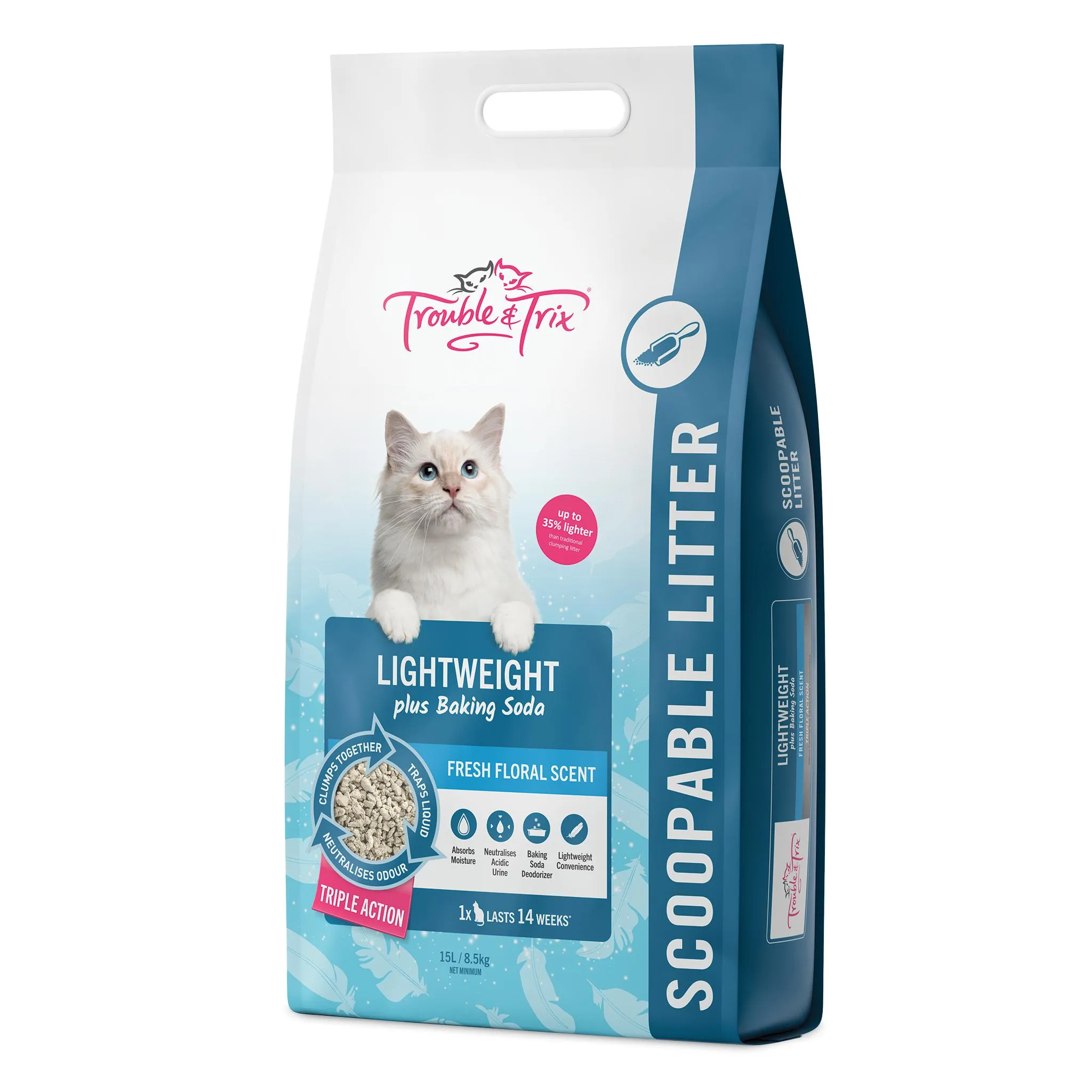 Trouble and Trix Lightweight Baking Soda Clumping Cat Litter 15L/8.5kg^^^