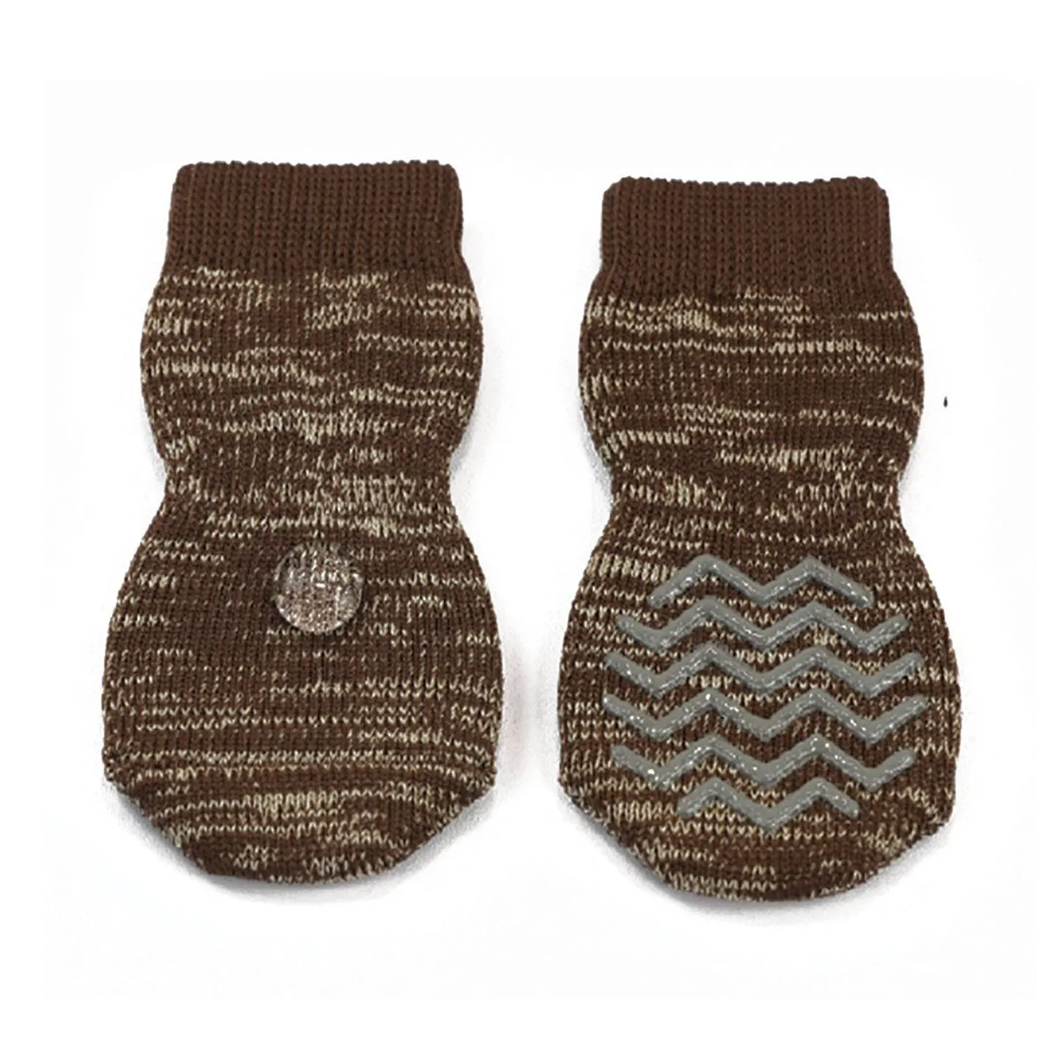 Zeez Hydrophobic Non-Slip Pet Socks Brown 4pk